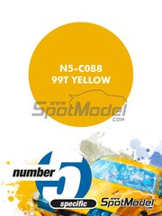 Number Five: Paint for airbrush - 99T Yellow - 1 x 30ml - for Beemax Model Kits references BX12001, NU-12001 and  BX12001, or Model Factory Hiro references MFH-K730 and K-730, or Tameo Kits references SLK086, SLK097, TMK053 and TMK064, or Tamiya references TAM20020 and TAM20057
