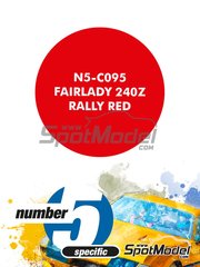 Number Five: Pintura para aergrafo - Rojo Fairlady 240Z Rally Red - 1 x 30ml - para las referencias de Hasegawa 20374, hsg20374, 21268 y HR8, o las referencias de Tamiya TAM12008 y BS1208