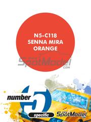 Number Five: Paint for airbrush - Senna Mira Orange - 1 x 30ml - for Tamiya references TAM24355, T24355 and TAM24355ST