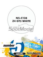 Number Five: Paint for airbrush - Z4 GT3 White - 1 x 30ml - for Fujimi references FJ125565, RS-31, FJ125688, RS-15, FJ125930, RS-0, FJ126081 and RS-0