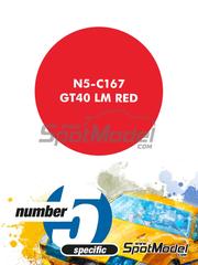 Number Five: Paint for airbrush - GT40 LM Red - 1 x 30ml - for Fujimi references FJ126067 and RS-51, or Marsh Models reference MM323