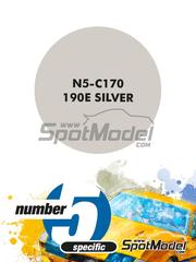 Number Five: Pintura para aergrafo - Plateado 190E Silver - 1 x 30ml - para la referencia de Decalcas DCL-DEC064, o la referencia de Italeri 3624