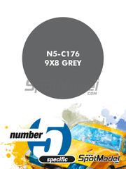 Number Five: Pintura para aergrafo - Gris 9X8 Grey - 1 x 30ml - para la referencia de Wicked Model Cars LMH-W9X8
