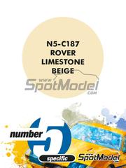 Number Five: Pintura para aergrafo - Beige claro Rover Limestone Beige - 1 x 30ml - para la referencia de Italeri 3665, o las referencias de Revell REV07047 y REV07056