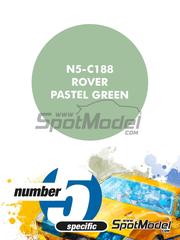 Number Five: Pintura para aergrafo - Verde claro Rover Pastel Green - 1 x 30ml - para la referencia de Italeri 3665, o las referencias de Revell REV07047 y REV07056