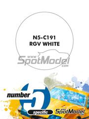 Number Five: Paint for airbrush - RGV White - 1 x 30ml - for Beemax Model Kits reference BX13001, or Fujimi references FJ141435, 14143, FJ141510, 14151 and 18, or Tamiya reference TAM14081