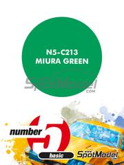 Number Five: Pintura para aergrafo - Verde Metalizado Miura Green - 1 x 30ml - para las referencias de Hasegawa 20278 y 20652