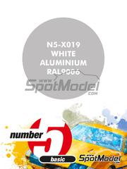 Number Five: Pintura para aergrafo - Aluminio blanco - White Aluminium RAL9006 - 1 x 30ml