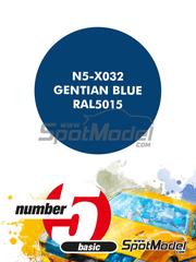 Number Five: Pintura para aergrafo - Azul genciana - Gentian Blue RAL5015 - 1 x 30ml