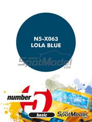 Number Five: Pintura para aergrafo - Azul Lola Blue - 1 x 30ml - para la referencia de Tameo Kits TMK096, o las referencias de Tamiya TAM12006, TAM.12PE-12043, TAM12015, BS12015, TAM12043 y TAMALU-12043