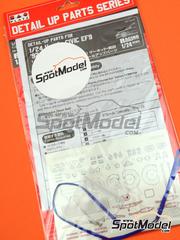 Nunu: Detail up set 1/24 scale - Honda Civic EF9 Group A sponsored by Jaccs - Japan Touring Car Championship (JTCC) 1992 - metal parts, photo-etched parts, seatbelt fabric, turned metal parts, water slide decals and assembly instructions - for Nunu reference PN24021 image