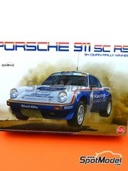 Nunu: Car scale model kit 1/24 scale - Porsche 911 SC RS sponsored by Rothmans #1 - Saeed Al-Hajri (QA) + John Spiller (GB) - Oman International Rally 1984 - plastic parts, rubber parts, water slide decals, assembly instructions, painting instructions and does NOT include tobacco sponsor decals