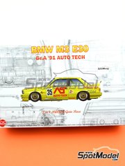 Nunu: Car scale model kit 1/24 scale - BMW M3 E30 Sport Evolution II Group A sponsored by AS Auto Tech #18, 34, 35 - Roland Ratzenberger (AT), Andrew Gilbert-Scott (GB) - Japan Touring Car Championship (JTCC), Guia Race of Macau 1991 and 1993 - plastic parts, rubber parts, water slide decals, other materials, assembly instructions and painting instructions - for Beemax Model Kits reference B24019 image