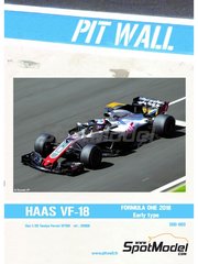 Pit Wall: Marking / livery 1/20 scale - Haas Ferrari VF-18 #8, 20 - Romain Grosjean (FR), Kevin Magnussen (DK) - FIA Formula 1 World Championship 2018 - resin parts, water slide decals and assembly instructions - for Tamiya reference TAM20068