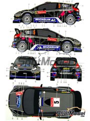 Pit Wall: Marking / livery 1/24 scale - Ford Fiesta WRC sponsored by Michelin #5 - Ott T�nak (EE) + Kuldar Sikk (EE) - Monte Carlo Rally - Rallye Automobile de Monte-Carlo 2012 - water slide decals, assembly instructions and painting instructions - for Belkits reference BEL-003