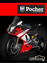 Pocher: Motorbike scale model kit 1/4 scale - Ducati Panigale V2 Superquadro Final Edition - plastic parts, rubber parts, turned metal parts, water slide decals, other materials and assembly instructions