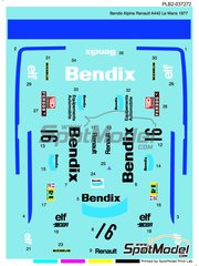 Print Lab Decals: Marking / livery 1/24 scale - Alpine Renault A442 sponsored by Bendix #16 - 24 Hours Le Mans 1977 - water slide decals manufactured with digital technology - for Tamiya reference TAM24011