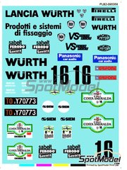 Print Lab Decals: Marking / livery 1/12 scale - Lancia 037 Rally Evo II (part 2/2) Grifone Team sponsored by Wurth #16 - Gianfranco Cunico (IT) + Ergy Bartolich (IT) - Costa Smeralda Rally  1983 - water slide decals manufactured with digital technology