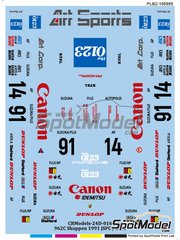 Print Lab Decals: Marking / livery 1/24 scale - Porsche 962C Schuppan 91 JSPC / SWC Auto polis Schuppan Team sponsored by Art Sports, Canon #14, 91 - Roland Ratzenberger (AT) + Eje Elgh (SE), Julian Bailey (GB) + Kenneth 'Kenny' Acheson (GB), James Weaver (GB) + Kenneth 'Kenny' Acheson (GB) - All Japan Sport Prototype Championship (JSPC), Sportscar World Championship SWC 1991 - water slide decals manufactured with digital technology