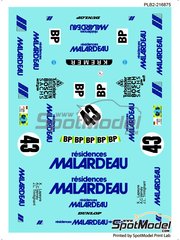 Print Lab Decals: Decoracin escala 1/24 - Porsche Kremer 935 K3 patrocinado por Malardeau N 43 - 24 Horas de Le Mans 1980 - calcas de agua fabricadas con tecnologa digital - para las referencias de Nunu PN24006 y PN24029