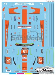 Print Lab Decals: Decoraci�n escala 1/27 - Mercedes AMG GT3 Equipo Rofgo Racing patrocinado por Gulf N� 31 - Roald Goethe (DE) + Stuart Hall (GB) + Daniel Brown (GB) - 12 Horas de Silverstone 2016 - calcas de agua fabricadas con tecnolog�a digital