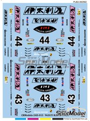 Print Lab Decals: Marking / livery 1/24 scale - Porsche 962GTi / 962C Richard Lloyd Racing Team sponsored by Gozzy Italya #43, 44 - Manuel Reuter (DE) + James Weaver (GB) + Jyrki Juhani 'JJ Lehto' Jarvilehto (FI), John Watson (GB) + Bruno Giacomelli (IT) + Allen Berg (CA) - 24 Hours Le Mans 1990 - water slide decals manufactured with digital technology