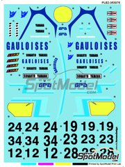 Print Lab Decals: Marking / livery 1/12 scale - Yamaha YZR500 sponsored by Gauloises Sonauto #12, 19, 23, 24, 23, 34 - Christian Sarron (FR), Raymond Roche (FR), Patrick Pons (FR) - Motorcycle World Championship 1980 - water slide decals manufactured with digital technology - for Tamiya references TAM14001 and TAM14026
