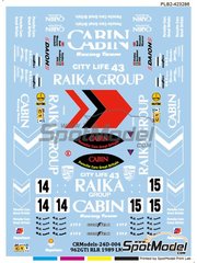 Print Lab Decals: Decoracin escala 1/24 - Porsche 962GTi Equipo Richard Lloyd Racing patrocinado por Cabin Raika Group N 14, 15 - Derek Bell (GB) + Tiff Needell (GB) + James Weaver (GB), Steven Andskar (SE) + David Hobbs (GB) + Damon Hill (GB) - 24 Horas de Le Mans 1989 - calcas de agua fabricadas con tecnologa digital