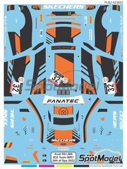 Print Lab Decals: Marking / livery 1/27 scale - Audi R8 LMS GT3 WRT Team sponsored by Skechers #32 - Dries Vanthoor (BE) + Kelvin Van der Linde (ZA) + Charles Weerts (BE) - TotalEnergies 24 hours of Spa 2022 - water slide decals manufactured with digital technology