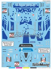 Print Lab Decals: Marking / livery 1/27 scale - McLaren F1 GTR Lark Team sponsored by Parabolica Motorsport #27 - Stefan Johansson (SE) + Gary Ayles (GB) + Chris Goodwin (GB) - FIA GT Championship, Suzuka 1000 Km, Silverstone 1997 - water slide decals manufactured with digital technology