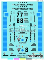 Print Lab Decals: Marking / livery 1/24 scale - Porsche 962C Joest Porsche Racing Team sponsored by Blaupunkt #7, 8 - Robert 'Bob' Wollek (FR) + Frank Jelinski (DE), Jonathan Palmer (GB) + Hans-Joachim Stuck (DE), Henri Pescarolo (FR) - FIA World Sports-Prototype Championship (WSPC) 19900 - water slide decals manufactured with digital technology