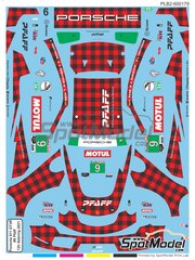 Print Lab Decals: Marking / livery 1/27 scale - Porsche 911 GT3R Pfaff Motorsports Team sponsored by Motul #9 - Zacharie Robichon (CA) + Laurens Vanthoor (BE) + Lars Kern (DE) - 12 Hours Sebring 2021 - water slide decals manufactured with digital technology