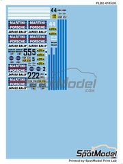 Print Lab Decals: Decals 1/43 scale - Land Rover Serie III LWB Station Wagon+Volkswagen Transporter T2 Bussi sponsored by Martini #2, 5 - East African Safari Rally - water slide decals manufactured with digital technology