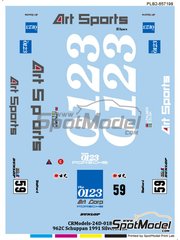 Print Lab Decals: Marking / livery 1/24 scale - Porsche 962C Schuppan Team sponsored by Art Sports #59 - Jonathan Palmer (GB) + Eje Elgh (SE) - Sportscar World Championship SWC Silverstone 1991 - water slide decals manufactured with digital technology
