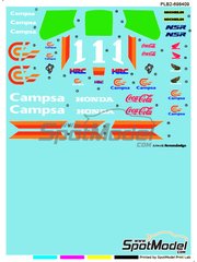 Print Lab Decals: Marking / livery 1/12 scale -  Honda NSR250 Honda Racing Team sponsored by Campsa #1 - Alfonso 'Sito' Pons (ES) - 250cc Motorcycle World Championship 1989 - water slide decals manufactured with digital technology - for Tamiya references TAM14059 and TAM14110