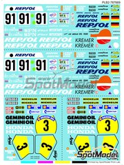 Print Lab Decals: Decoracin escala 1/24 - Porsche 911 GT2 993 Repsol + Honda RC30 Gemini Oil N 3, 91 - Joe Dunlop (IE), Alfonso de Orleans (ES) + Toms Saldaa (ES) + Miguel ngel de Castro (ES) - 24 Horas de Le Mans, Tourist Trophy (TT) Isla de Man - calcas de agua fabricadas con tecnologa digital - para las referencias de Tamiya TAM14057, TAM24175 y TAM24247