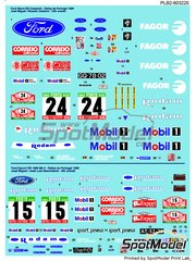 Print Lab Decals: Marking / livery 1/24 scale - Ford Sierra RS Cosworth + Ford Escort RS 1800 Mk II sponsored by Fagor - Correio da Manha #15, 24 - Jos Miguel (PT) + Ricardo Caldeira (PT) - Portugal Rally - Vinho do Porto 1985 and 1989 - water slide decals manufactured with digital technology - for Italeri references 3650, IT3650, ITA3650 and 3655, or Revell references REV07374 and 7374, or Tamiya references TAM24080 and TAM24081