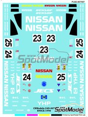 Print Lab Decals: Marking / livery 1/24 scale - Nissan R90CK Nissan Motorsports International Team sponsored by YHP, JECS #23, 24 , 25 - Julian Bailey (GB) + Kenneth 'Kenny' Acheson (GB), Julian Bailey (GB) + Mark Blundell (GB) + Gianfranco Brancatelli (IT), Kenneth 'Kenny' Acheson (GB) + Olivier Grouillard (FR) + Martin Donnelly (GB) - 24 Hours Le Mans, FIA World Sports-Prototype Championship (WSPC) 1990 - water slide decals manufactured with digital technology