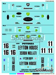 Print Lab Decals: Marking / livery 1/24 scale - Porsche 962C Kremer Leyton House Racing Team sponsored by BP #11, 16 - Masanori Sekiya (JP) + Hideki Okada (JP), Masanori Sekiya (JP) + Hideki Okada (JP) + Masahiko Kageyama (JP) - FIA World Sports-Prototype Championship (WSPC), All Japan Sport Prototype Championship (JSPC) 1989 - water slide decals manufactured with digital technology