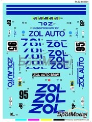 Print Lab Decals: Decoraci�n escala 1/24 - BMW M1 patrocinado por Zol Auto N� 95 - Laurent Ferrier (FR) + Pierre-Fran�ois Rousselot (FR) + Fran�ois Servanin (FR) - 24 Horas de Le Mans 1980 - calcas de agua fabricadas con tecnolog�a digital - para las referencias de Italeri 3627, 3643, IT3643 y 3643.OUTLET, o las referencias de Revell REV07247 y 80-7247