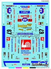Print Lab Decals: Marking / livery 1/24 scale - Porsche 911 Carrera RS 3.0  Leroux Racing Team sponsored by JLB #67 - Alain Leroux (FR) + Jo�l Laplacette (FR) + Georges Bourdillat (FR) - 24 Hours Le Mans 1976 - water slide decals manufactured with digital technology - for Fujimi references FJ126616, RS-119 and 12661