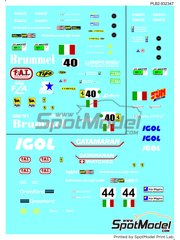 Print Lab Decals: Marking / livery 1/27 scale - Ferrari F40 sponsored by Brummel Igol #40, 44 - 24 Hours Le Mans 1995 and 1996 - water slide decals manufactured with digital technology image