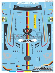 Print Lab Decals: Decals 1/27 scale - Mercedes AMG GT3 sponsored by Deutsche Post #21 - iRacing - water slide decals manufactured with digital technology image