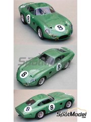 Profil24: Car scale model kit 1/24 scale - Aston Martin DP214 #7, 8 - William "Bill" Kimberley (US) + Joseph 'Jo' Schlesser (FR), Bruce McLaren (NZ) + Innes Ireland (GB) - 24 Hours Le Mans 1963 - photo-etched parts, resin parts, rubber parts, turned metal parts, vacuum formed parts, water slide decals, white metal parts and assembly instructions