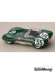 Profil24: Car scale model kit 1/24 scale - Lotus Eleven (XI) S.750 class Lotus Engineering Team #55 - Cliff Allison (GB) + Keith Hall (GB) - 24 Hours Le Mans 1957 - photo-etched parts, resin parts, rubber parts, turned metal parts, vacuum formed parts, water slide decals and assembly instructions