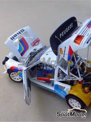 Profil24: Car scale model kit 1/24 scale - Peugeot 205 Turbo 16 Evo 2 Peugeot Talbot Sport Team sponsored by Shell #1, 4, 8 - Timo Salonen (FI) + Seppo Harjanne (FI), Juha Kankkunen (FI) + Juha Piironen (FI), Bruno Saby (FR) + Jean-Francois Fauchille (FR) - Monte Carlo Rally - Rallye Automobile de Monte-Carlo 1986 - photo-etched parts, resin parts, rubber parts, seatbelt fabric, vacuum formed parts, water slide decals, assembly instructions and painting instructions image