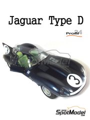Profil24: Car scale model kit 1/24 scale - Jaguar D Type Ecurie Ecosse Team #3, 15 - Ivor Bueb (GB) + Ron Flockhart (GB), Jock Lawrence (GB) + Ninian Sanderson (GB) - 24 Hours Le Mans 1957 - photo-etched parts, resin parts, rubber parts, vacuum formed parts, water slide decals and assembly instructions