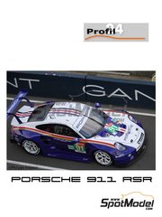 Profil24: Car scale model kit 1/24 scale - Porsche 911 GT3 RSR Porsche Motorsport GT Team sponsored by Rothmans #91 - Gianmaria Bruni (IT) + Fr&eacute;d&eacute;ric 'Mako' Makowiecki (FR) + Richard Lietz (AT) - 24 Hours Le Mans 2018 - photo-etched parts, resin parts, rubber parts, seatbelt fabric, vacuum formed parts, water slide decals, assembly instructions and painting instructions image