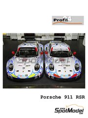Profil24: Car scale model kit 1/24 scale - Porsche 911 RSR Porsche GT Team sponsored by Mobil1 #911, 912 - Petit Le Mans 2018 - resin parts, vacuum formed parts, water slide decals, white metal parts and assembly instructions image