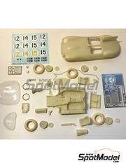 Profil24: Car scale model kit 1/24 scale - Jaguar D Type Jaguar Cars Ltd Team #12, 14, 15 - Stirling Moss (GB) + Peter Walker (GB), Tony Rolt (GB) + Duncan Hamilton (GB), Ken Wharton (GB) + Peter Whitehead (GB) - 24 Hours Le Mans 1954 - photo-etched parts, resin parts, vacuum formed parts, water slide decals, assembly instructions and painting instructions